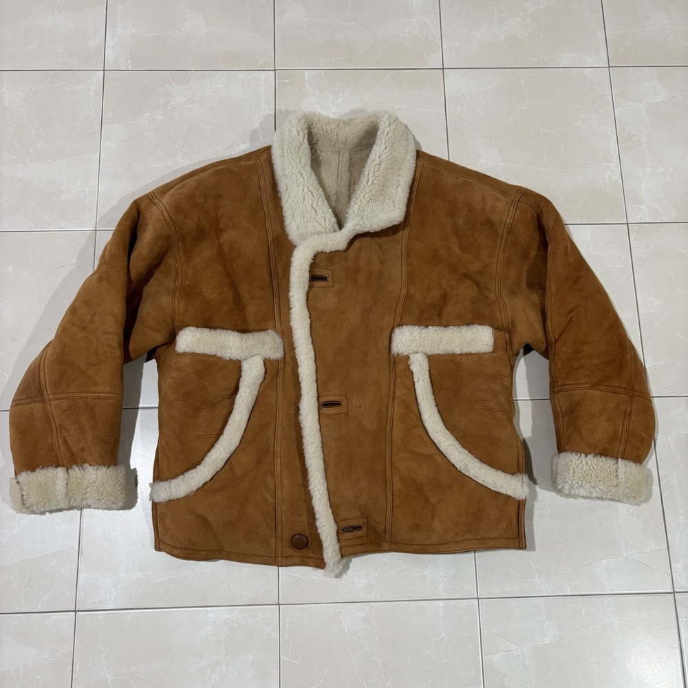 Sandro Paris Fur Leather Brown Winter Coat Lamb BRAND NEW FLAWED Shearling - Picture 9 of 16